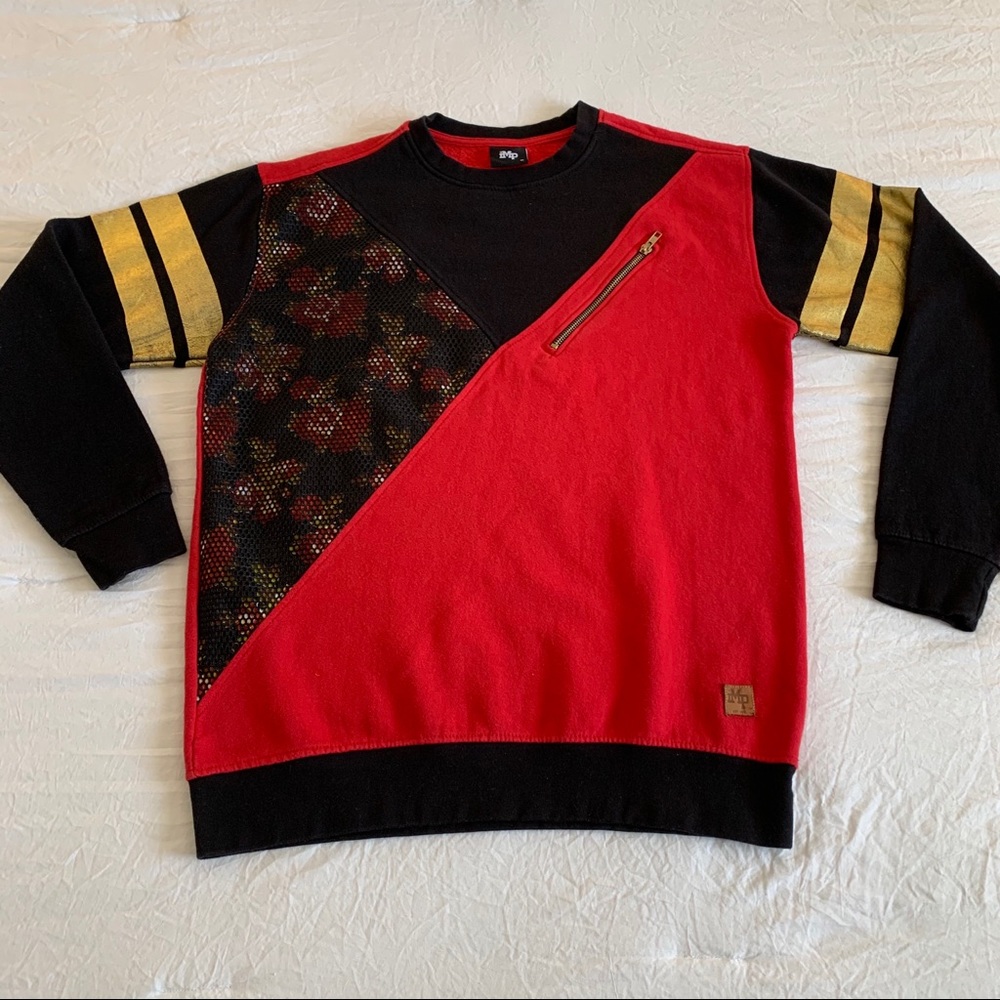 IMP Men’s Gold Red & Black Abstract Sweater